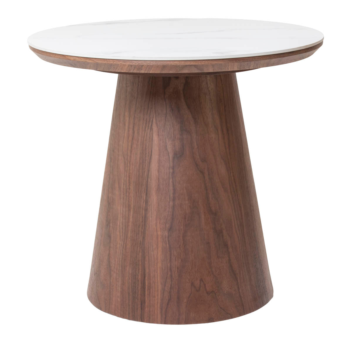 Giga Meubel Bijzettafel Alba - Wit Keramiek/Walnoot - Ø60x55cm