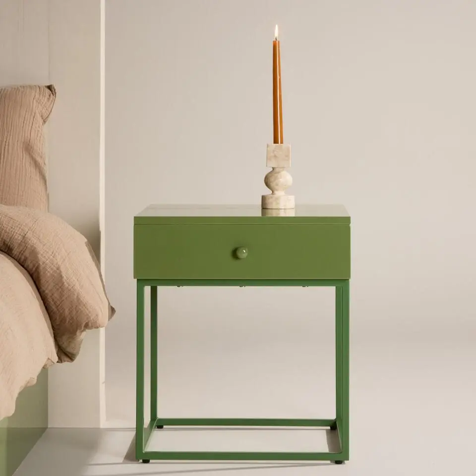 Nachtkastje Groen Staal - 43x41x50cm - Bakal