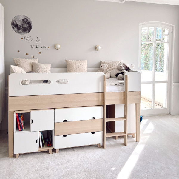Łóżko podniesione Minimondo Białe 90 x 200