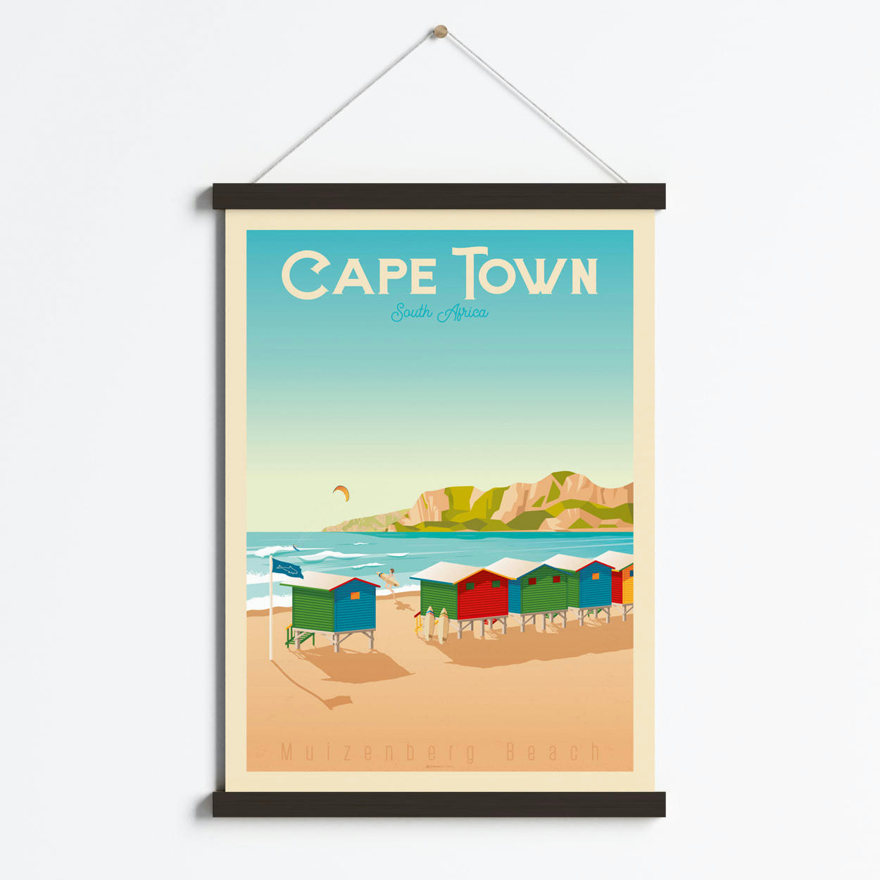 - Affiche Le Cap Afrique du Sud + Cadre Magnétique (Bois Noir) 50x70 cm