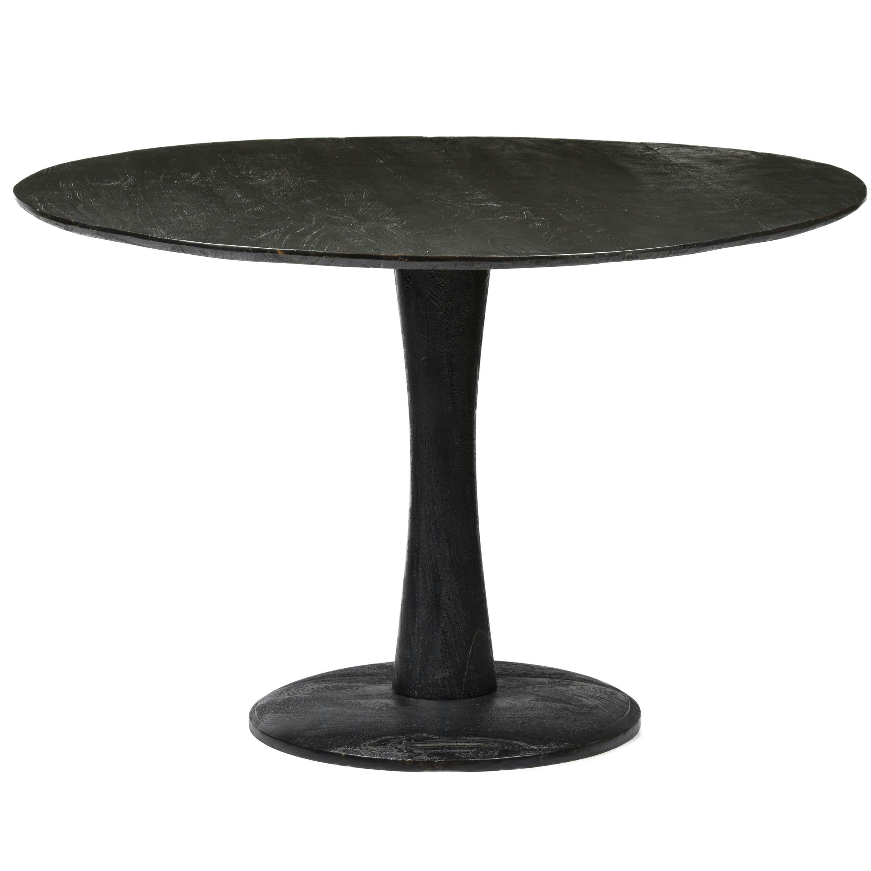 BANGALORE - BANGALORE-Table repas ronde Diam 120 cm, bois de Manguier massif noir