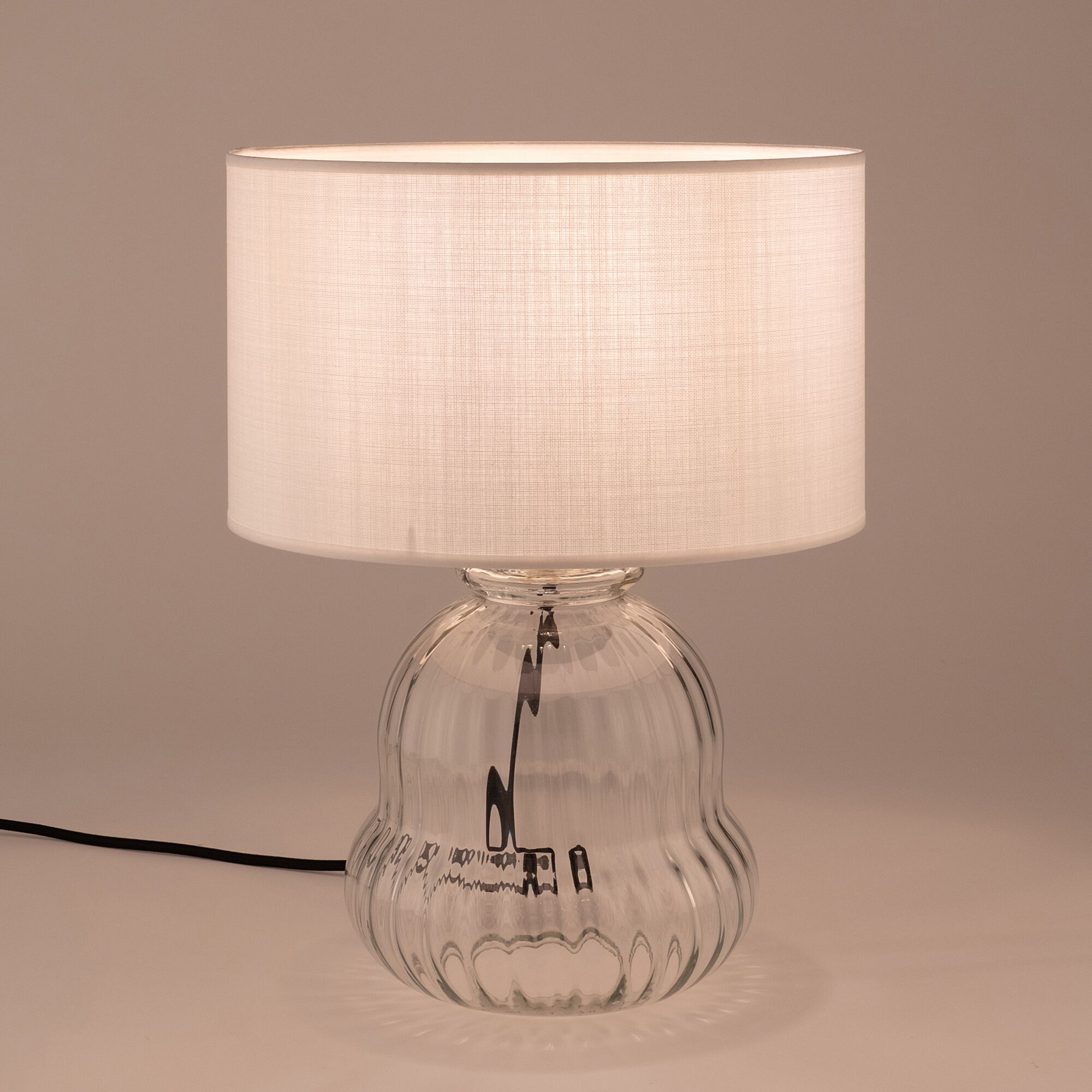 RAVELLO - Pied de lampe électrifié en verre D20cm - transparent
