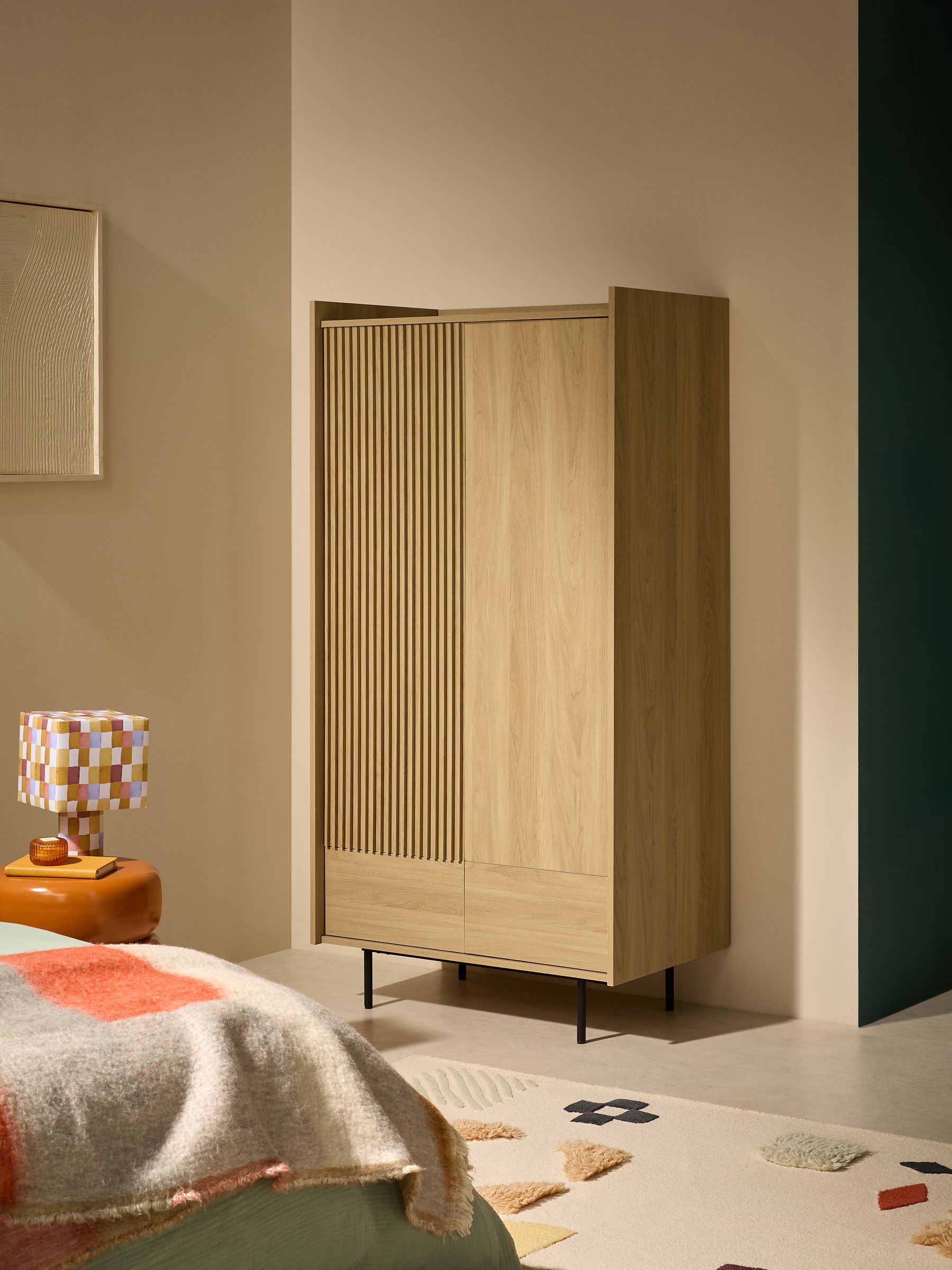 Blaze Double, 2 Drawers Wardrobe in Oak Effect
