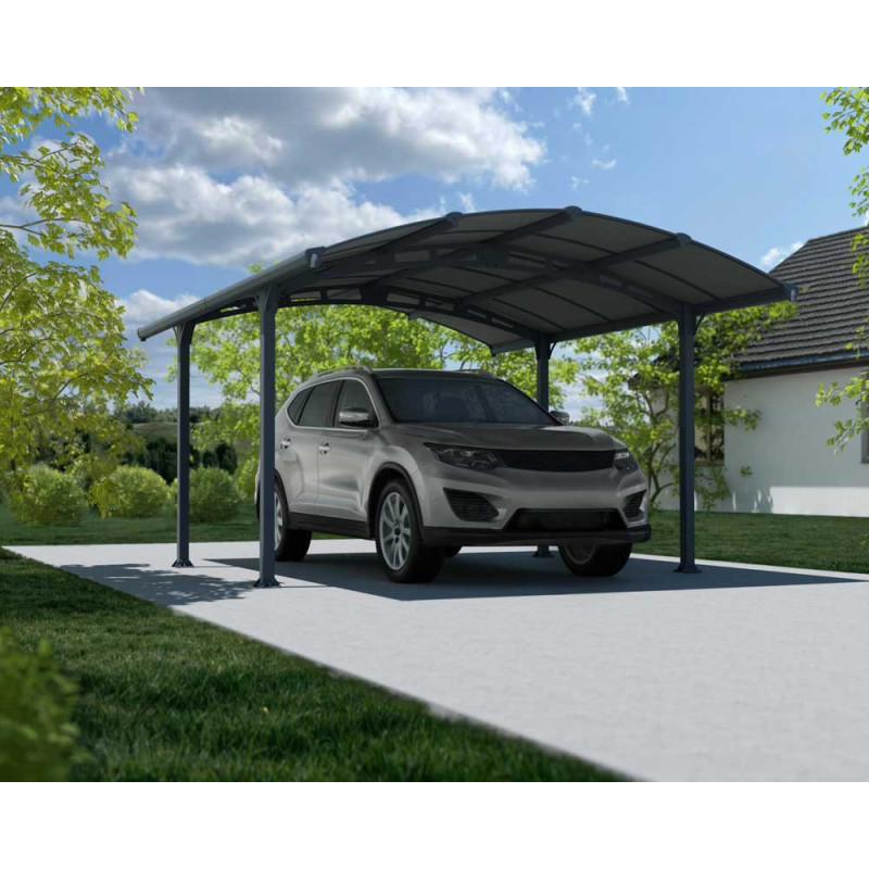 Carport en aluminium Arcadia gris foncé 14,1 m²