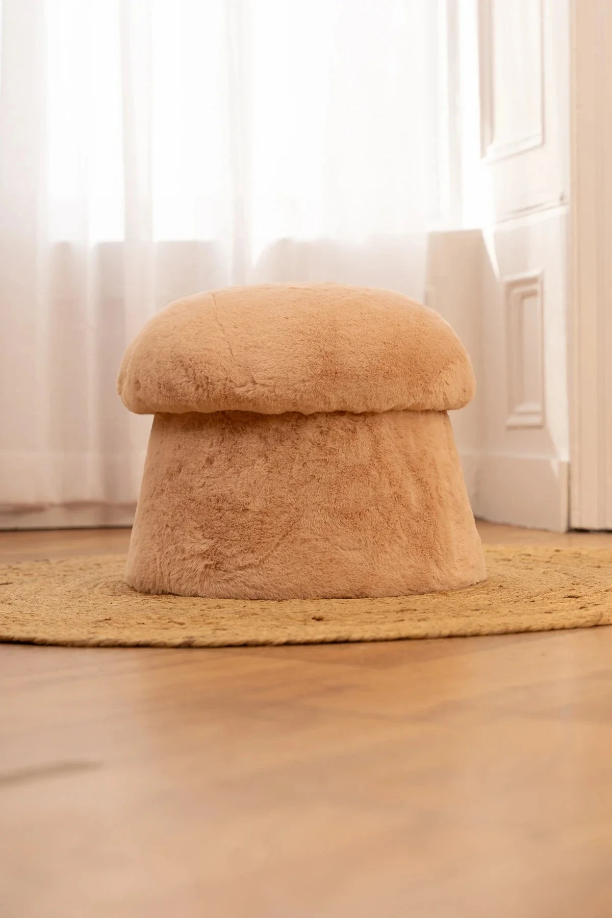 Pink Faux Fur Mushroom Stool