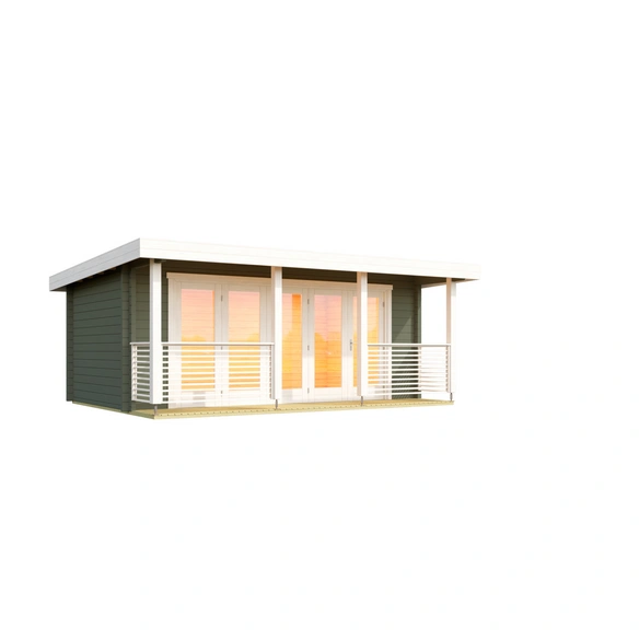 Blockbohlenhaus »Liverpool«, BxHxT: 610 x 236 x 460 cm (Außenmaß inkl. Dachüberstand), grün