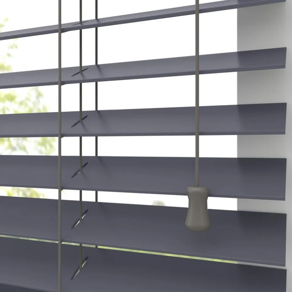 Kwantum Aluminium Jaloezieën | Houten Jaloezieën | Fenstr Houten Jaloezie Wout  50mm Grijs