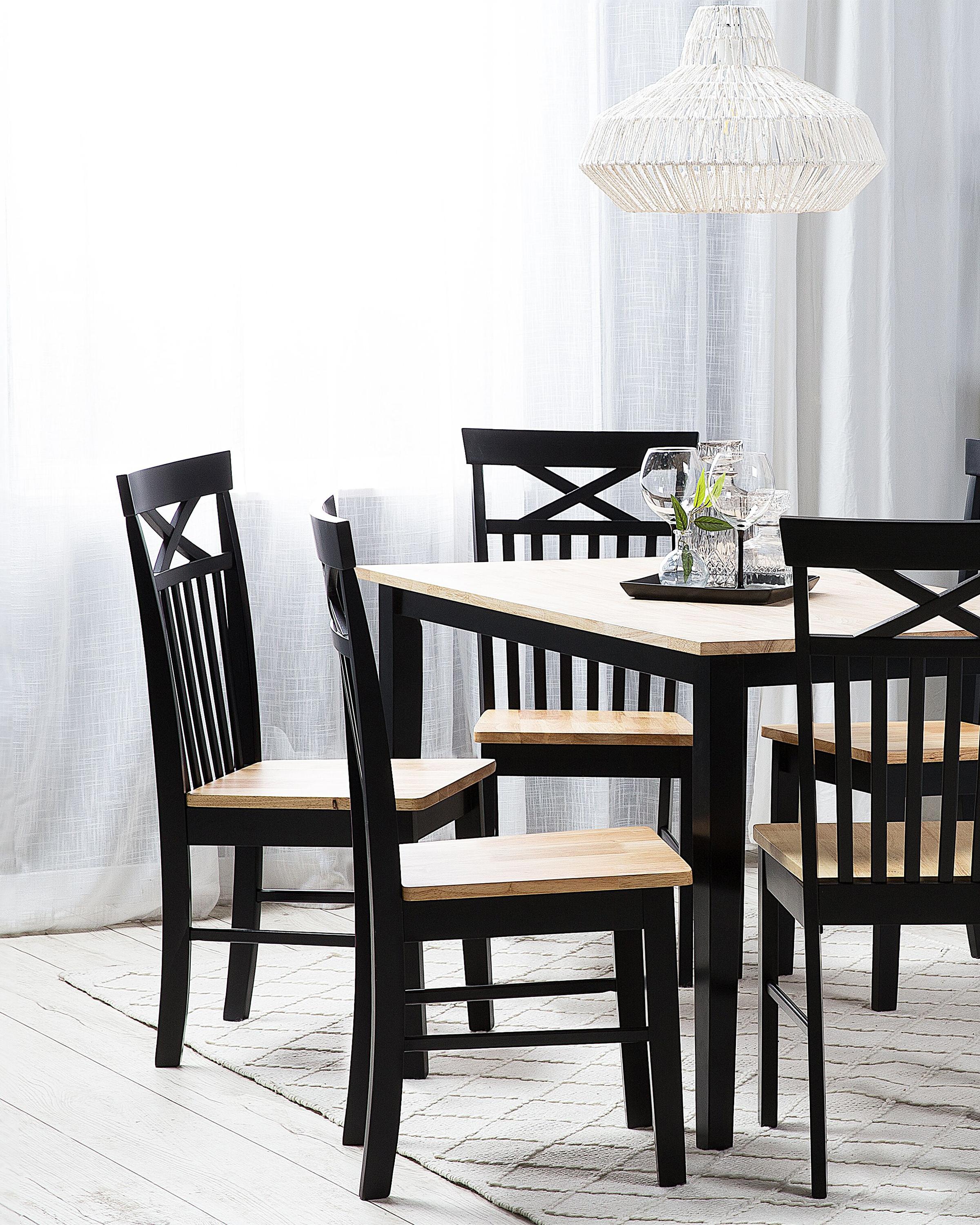 Set of 2 Dining Chairs HOUSTON Wood Black