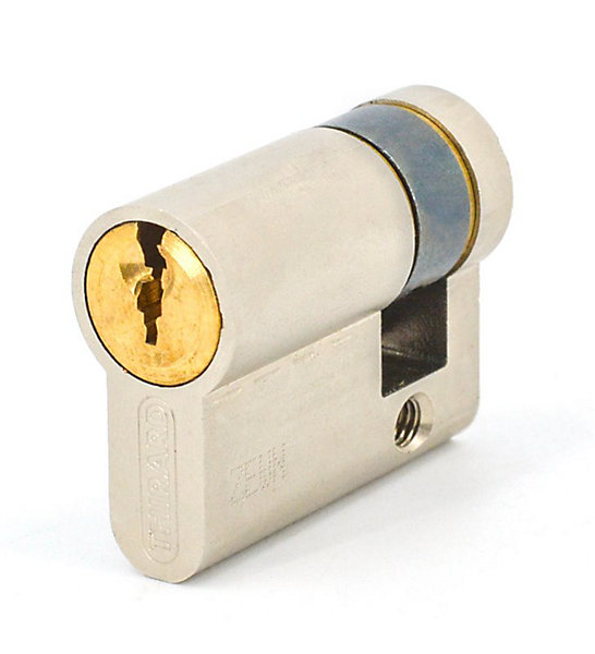 Demi Cylindre de sécurité nickelé pour porte Adriatic THIRARD Dimension - 30 x 10 mm