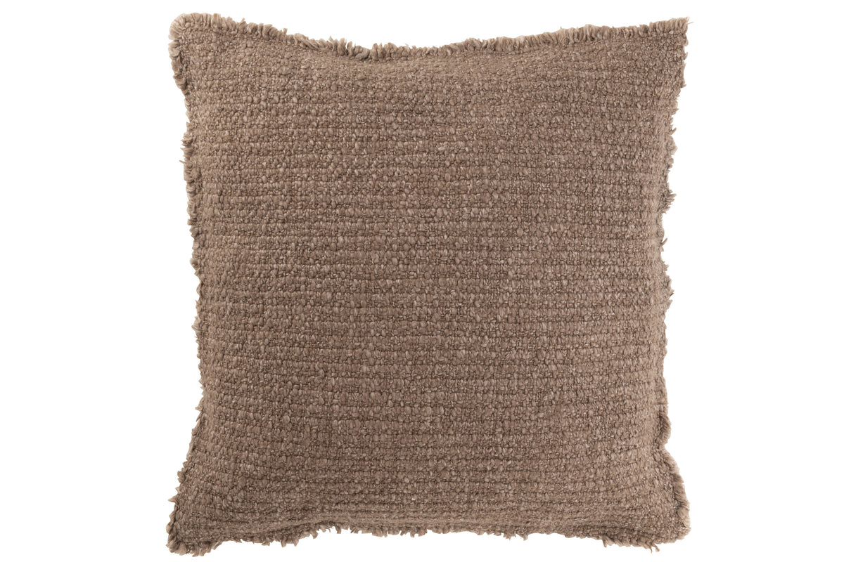 J-Line kussen Gerafelde Randen - katoen/polyester - taupe