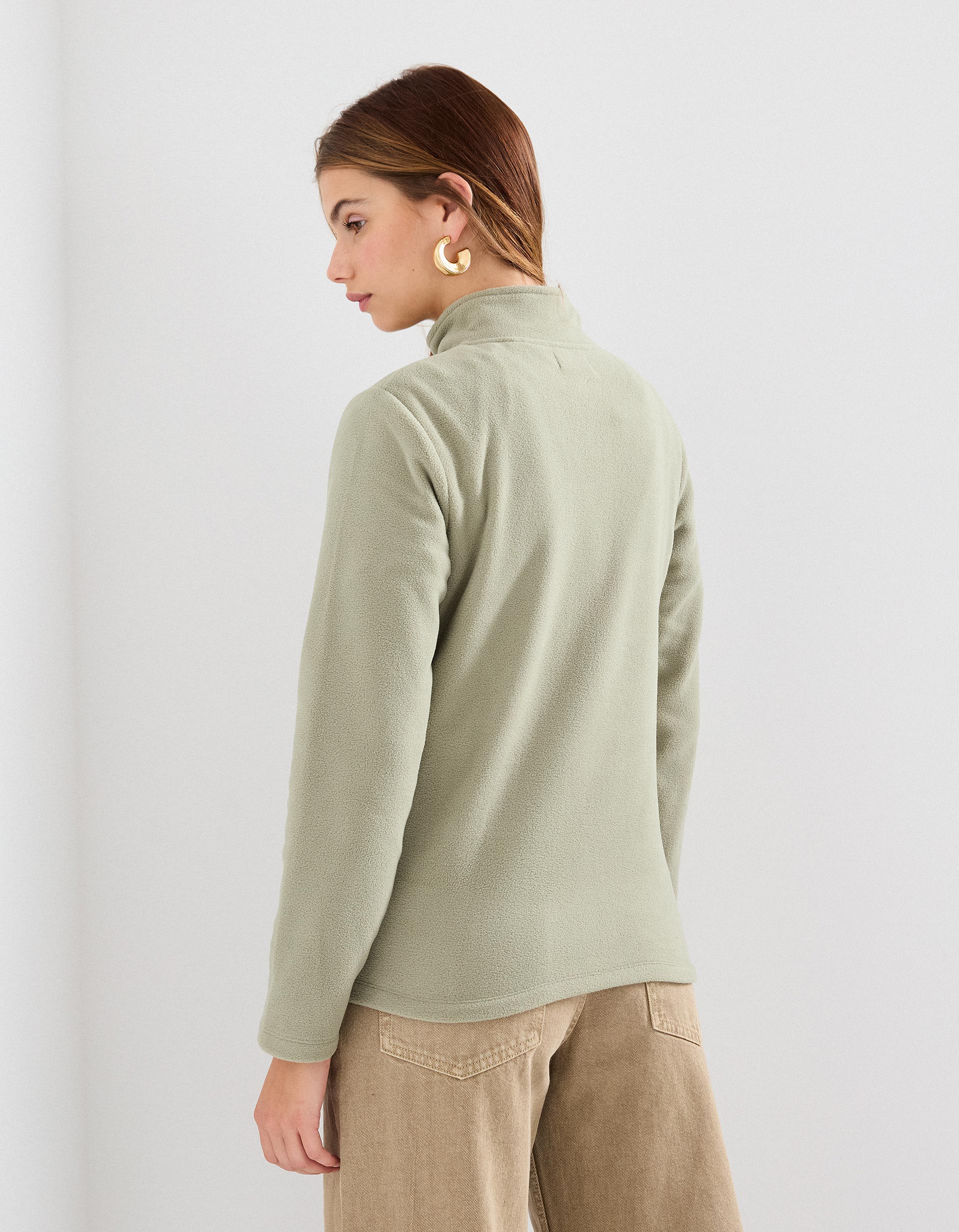 Camisola Polar com Fecho, Mulher, Verde