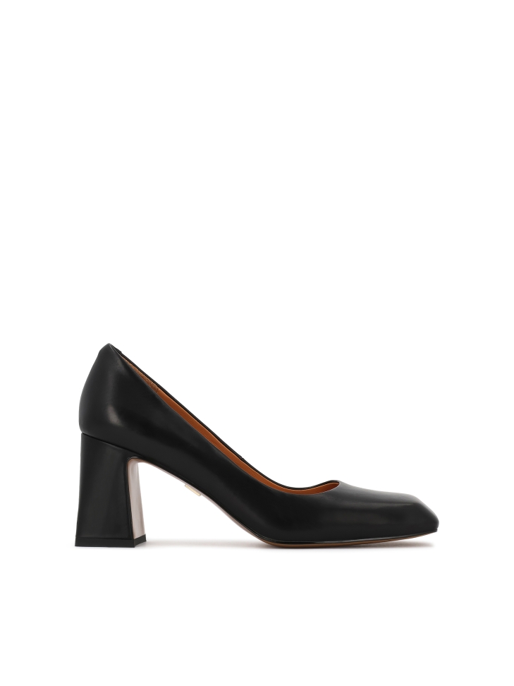 Patent leather pumps with square toes