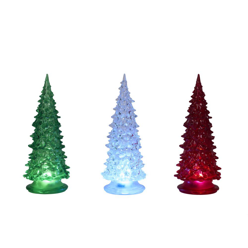 Sapin lumineux déco H19cm plastique (3 coloris)