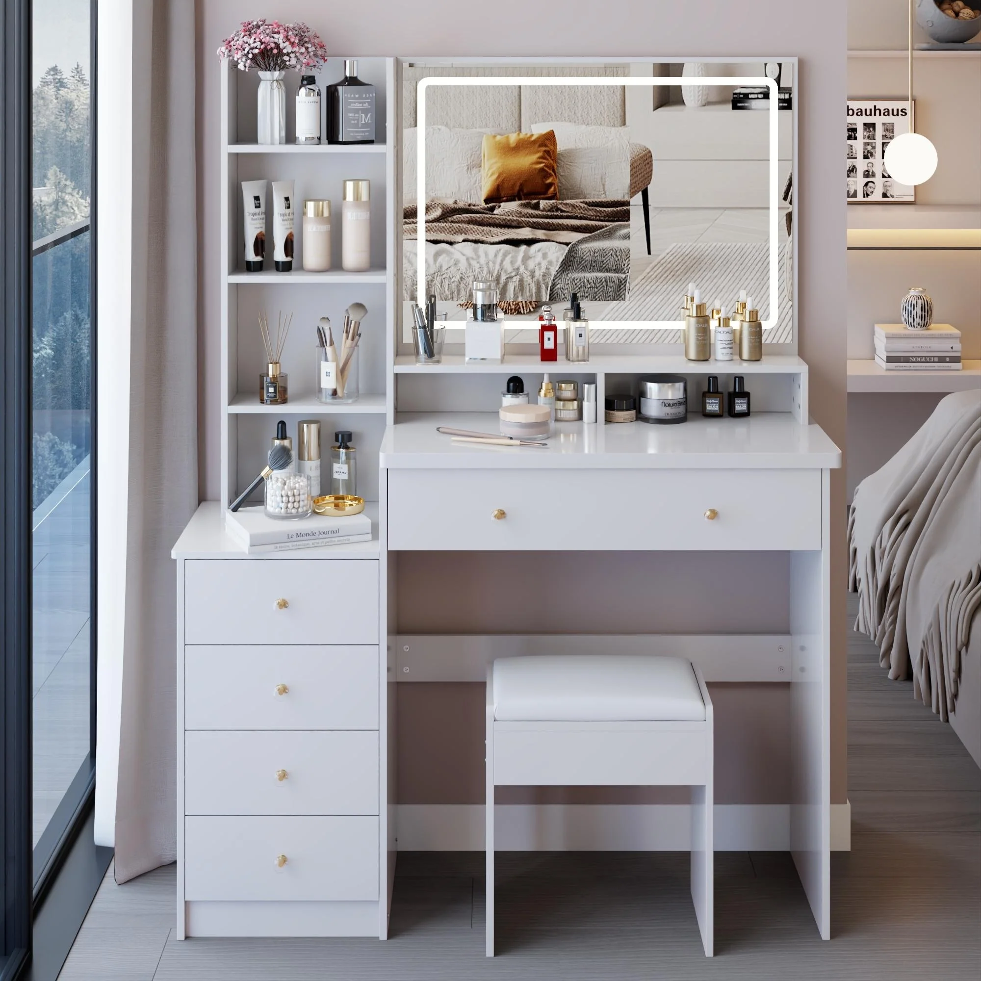 41 Large Size Vanity Table with Cushioned Stool