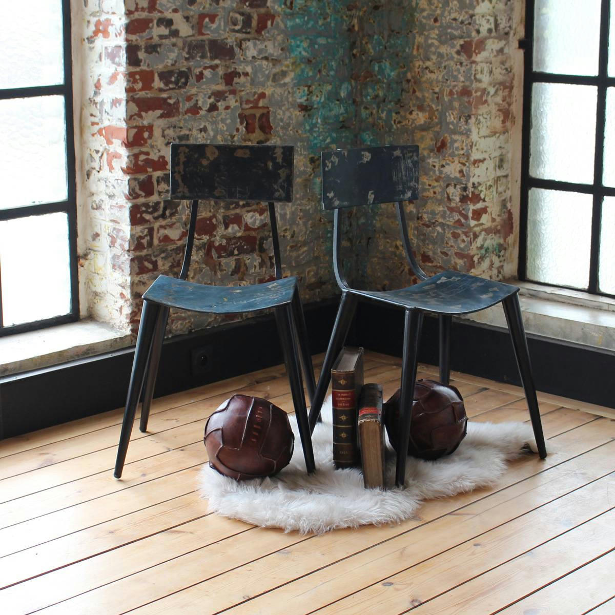 - Lot de 2 chaises en métal multicolore 53 cm