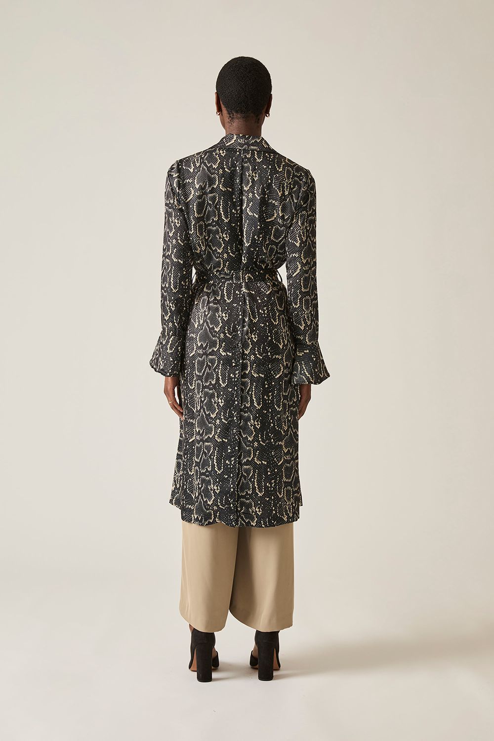 James Lakeland Snake Beige-Black Wrap Dress