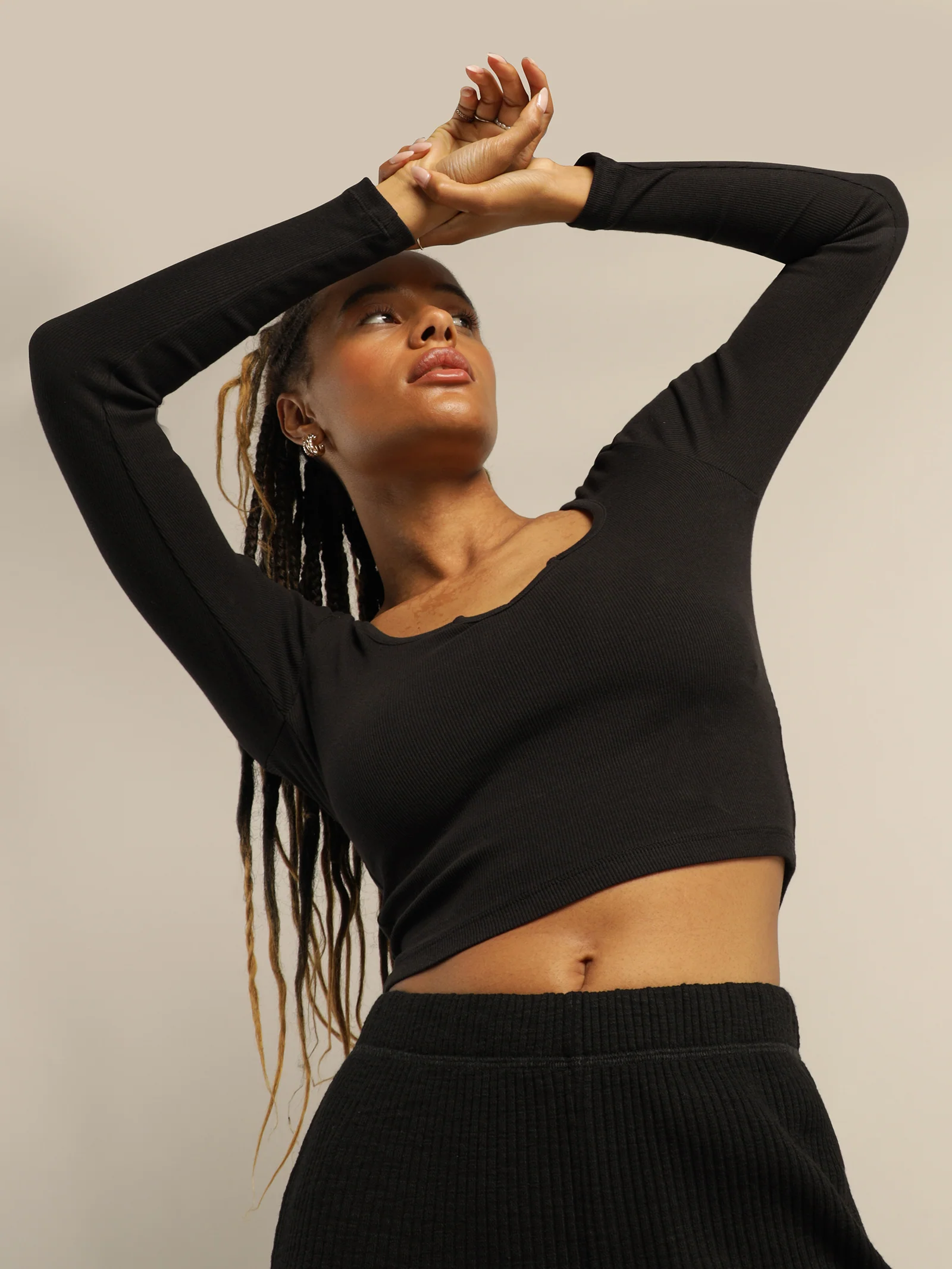 Tina Notch Front Long Sleeve Top
