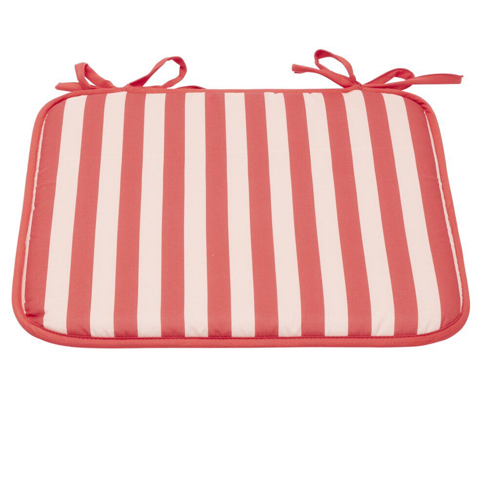 Galette de chaise carrée rayures bayadères blanches et rouges 40x40cm