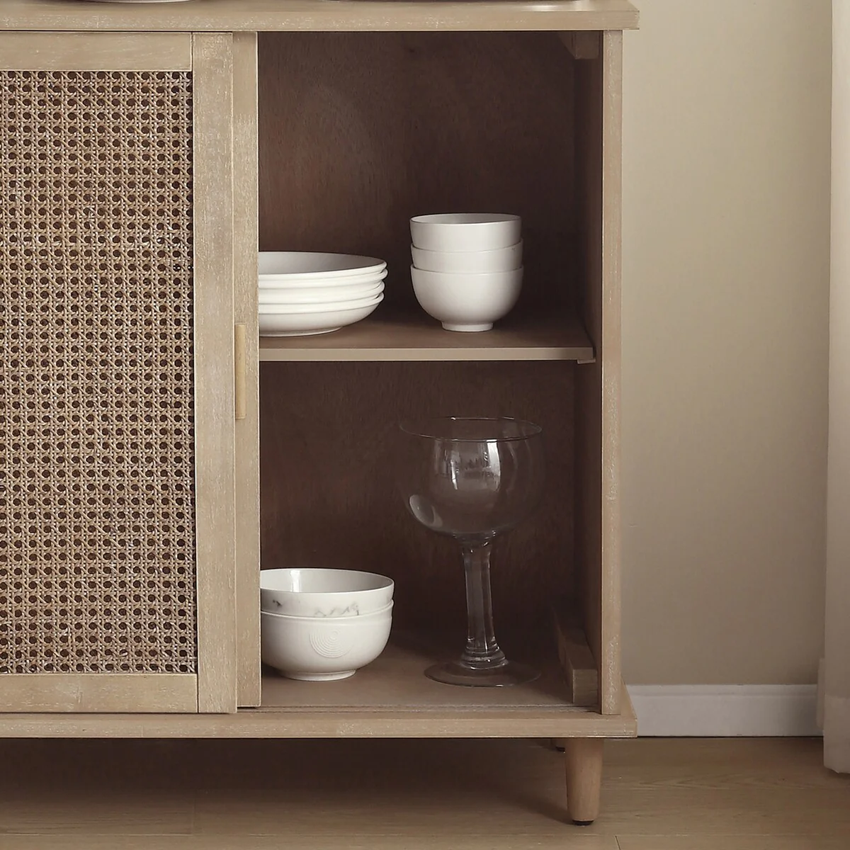 Art Leon Accent Natural Cane Rattan Sideboard Buffet Storage Cabinet (Set of 2)