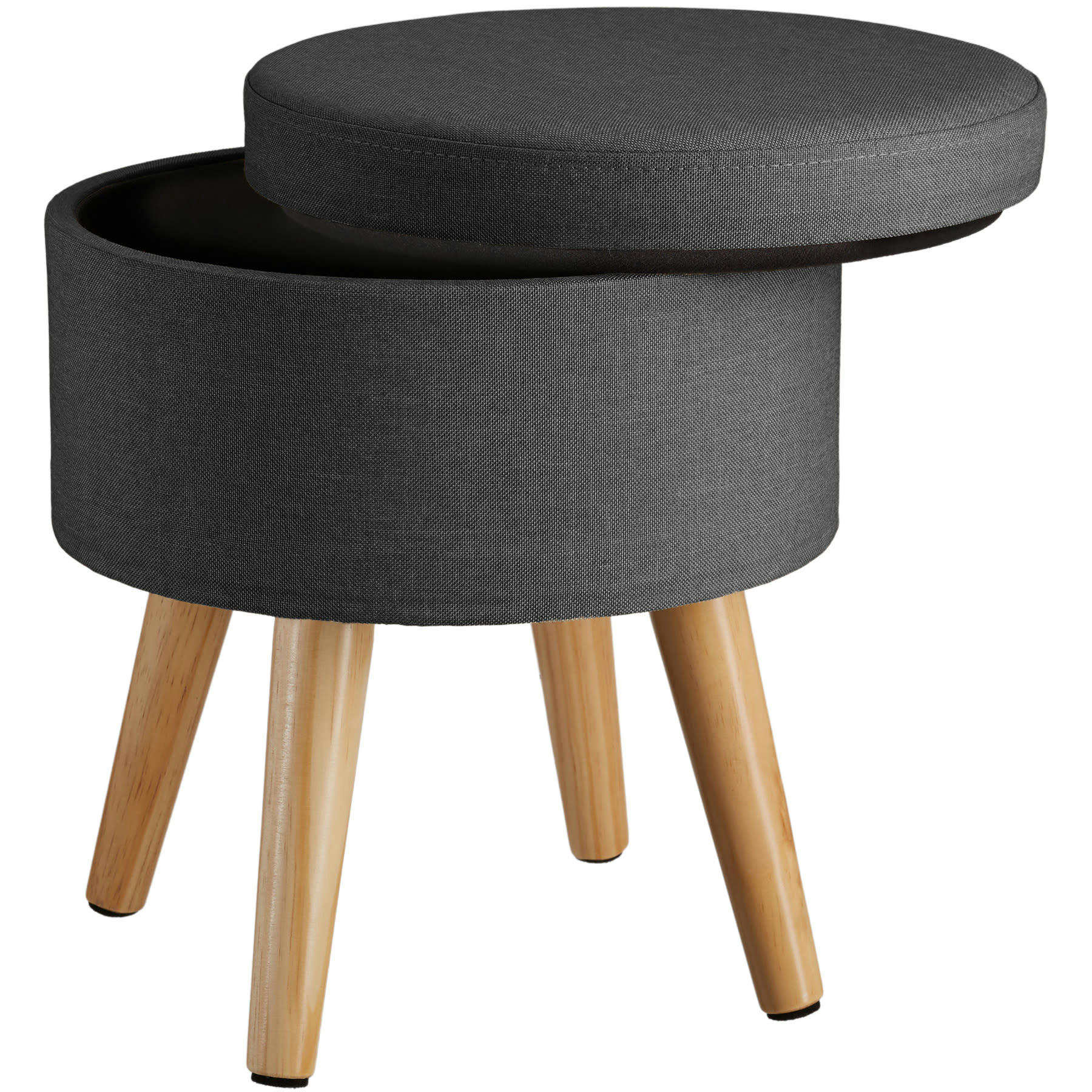 - Banc Tabouret Coffre de rangement Rond gris foncé