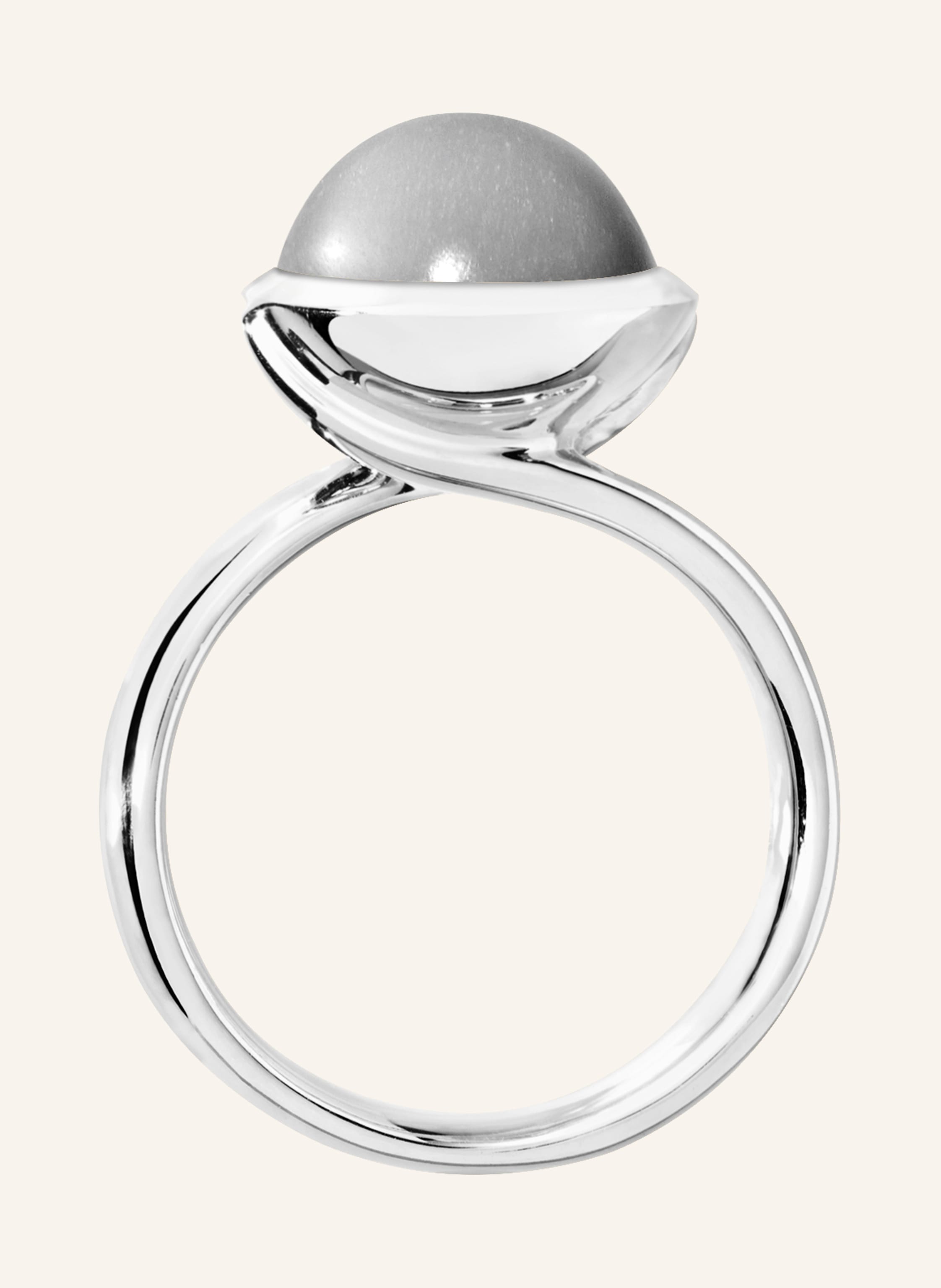 TAMARA COMOLLI Ring RING BOUTON LARGE MOONSTONE GREY aus 18K Weißgold mit grauer Mondstein