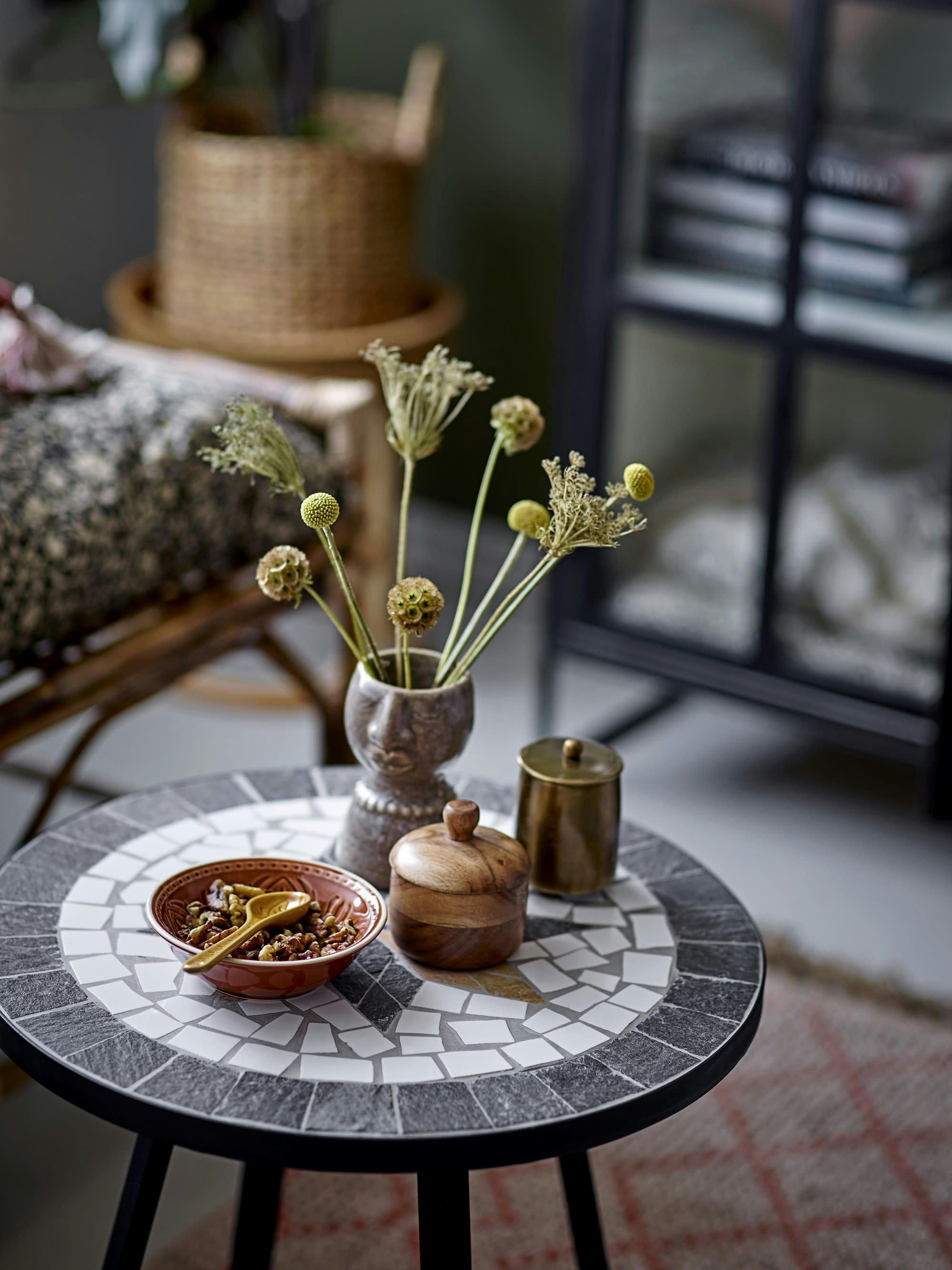 INAZ - Table Gaella grès céramique pierre et métal D45cm