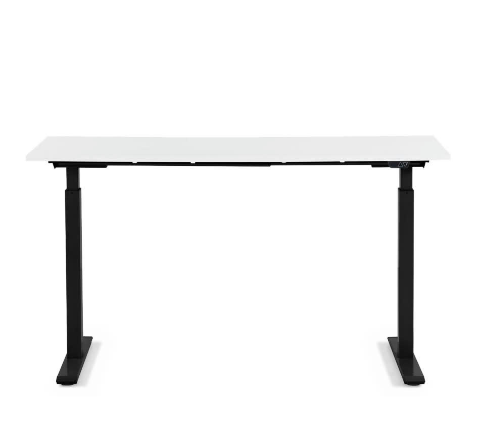 SMART - Bureau réglable assis-debout blanc et acier noir L160