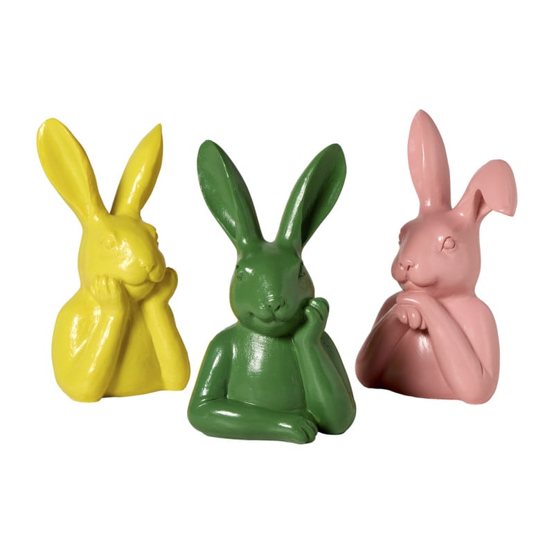 Beeldje haas - groen - 15.5x8.5x7 cm