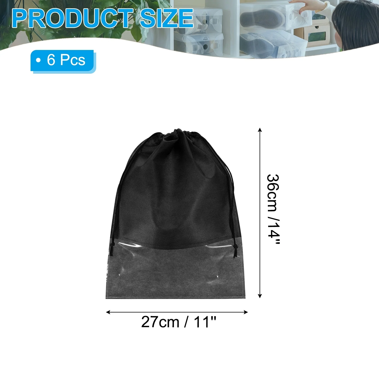 6Pcs Drawstring Shoe Bag 14x11 Travel Shoe Bags Shoe Organizer Pouch