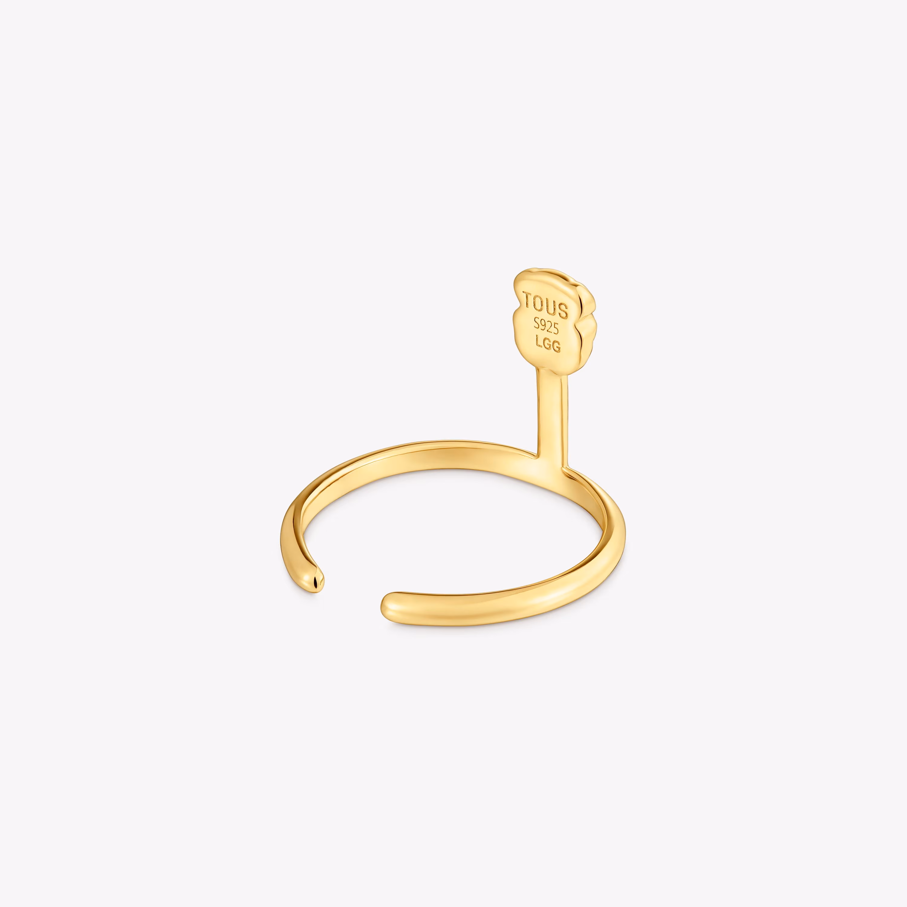 Claws ring con baño de oro 18 kt sobre plata y rubí creado en laboratorio Icon Color LGG