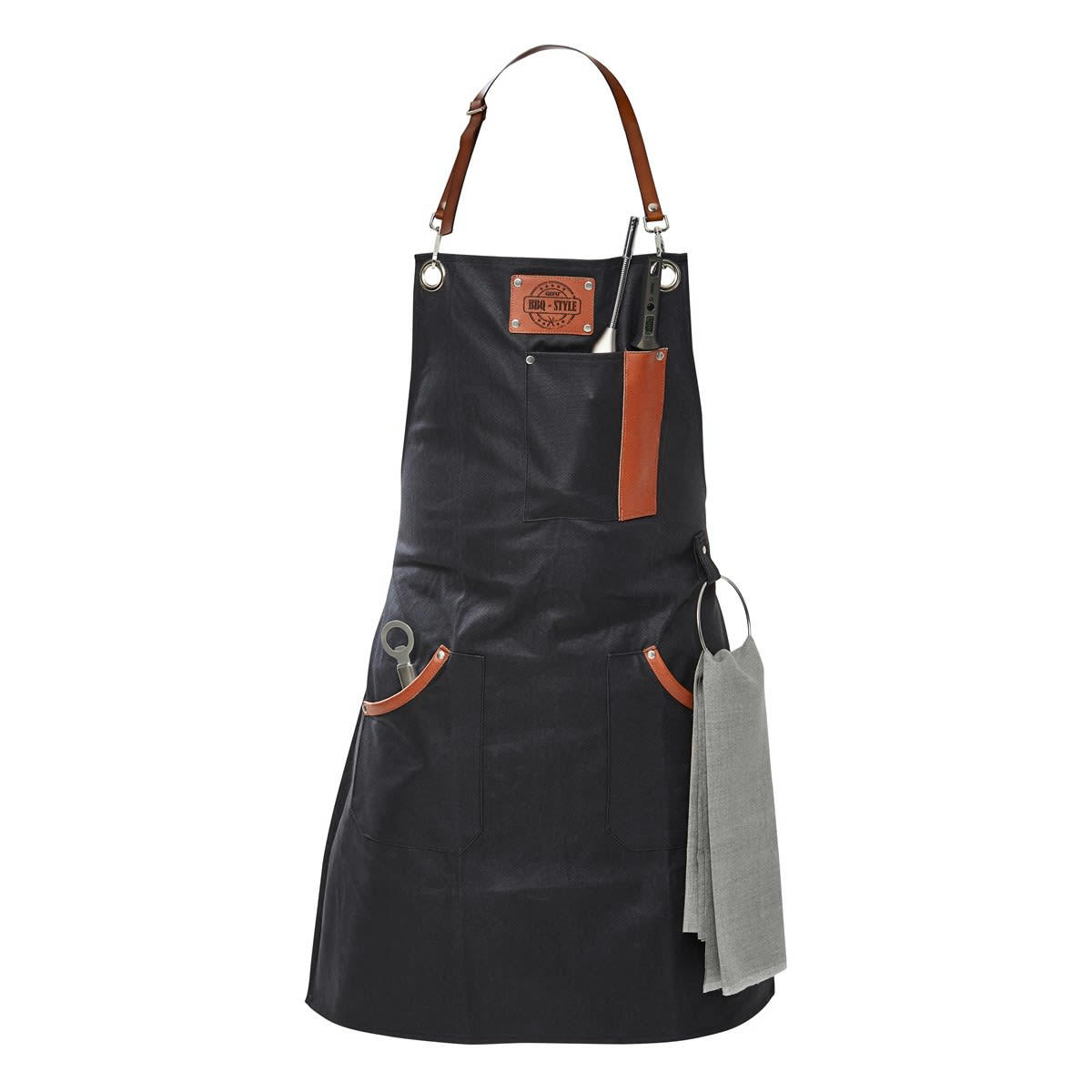 BBQ - Tablier pour barbecue en coton noir
