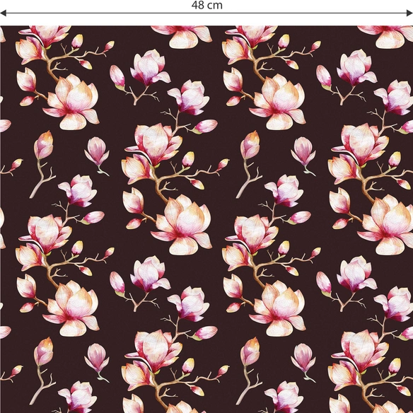 Vliestapete »Kinder Vliestapete«, Magnolien schwarz Blumen, mehrfarbig, matt
