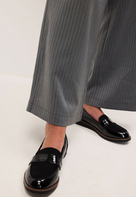 Womens Black Comfort Wedge Loafers