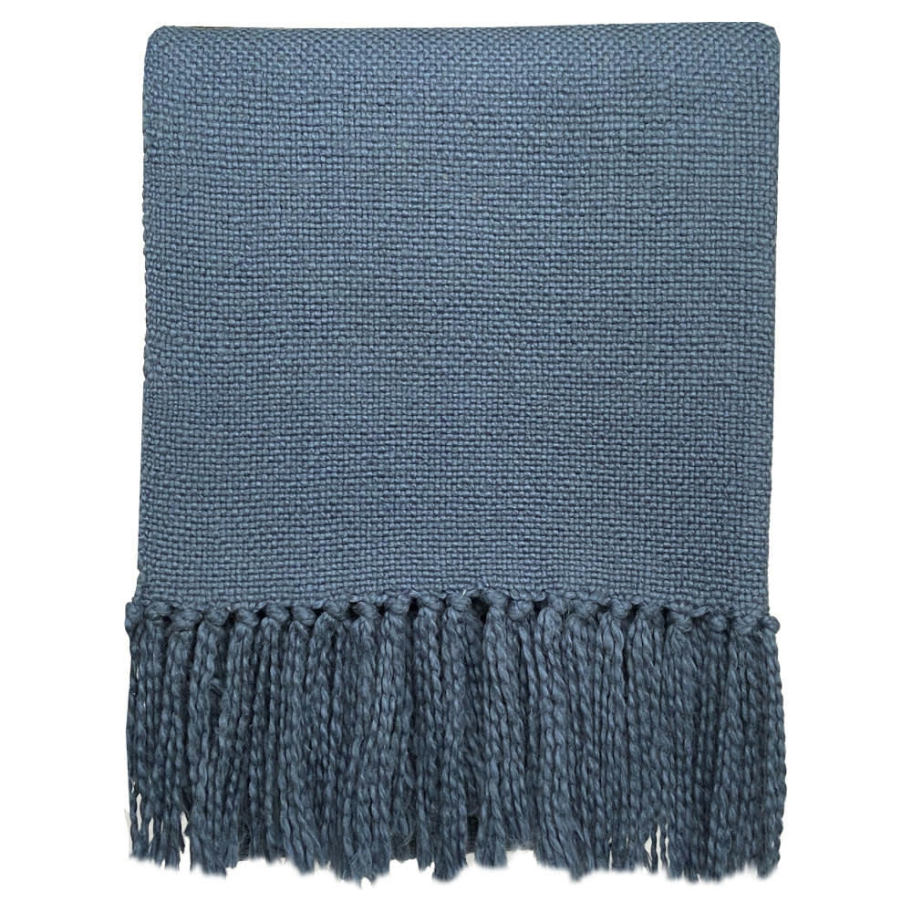 PLAID EN COTON - Plaid en coton bleu matin 127x152