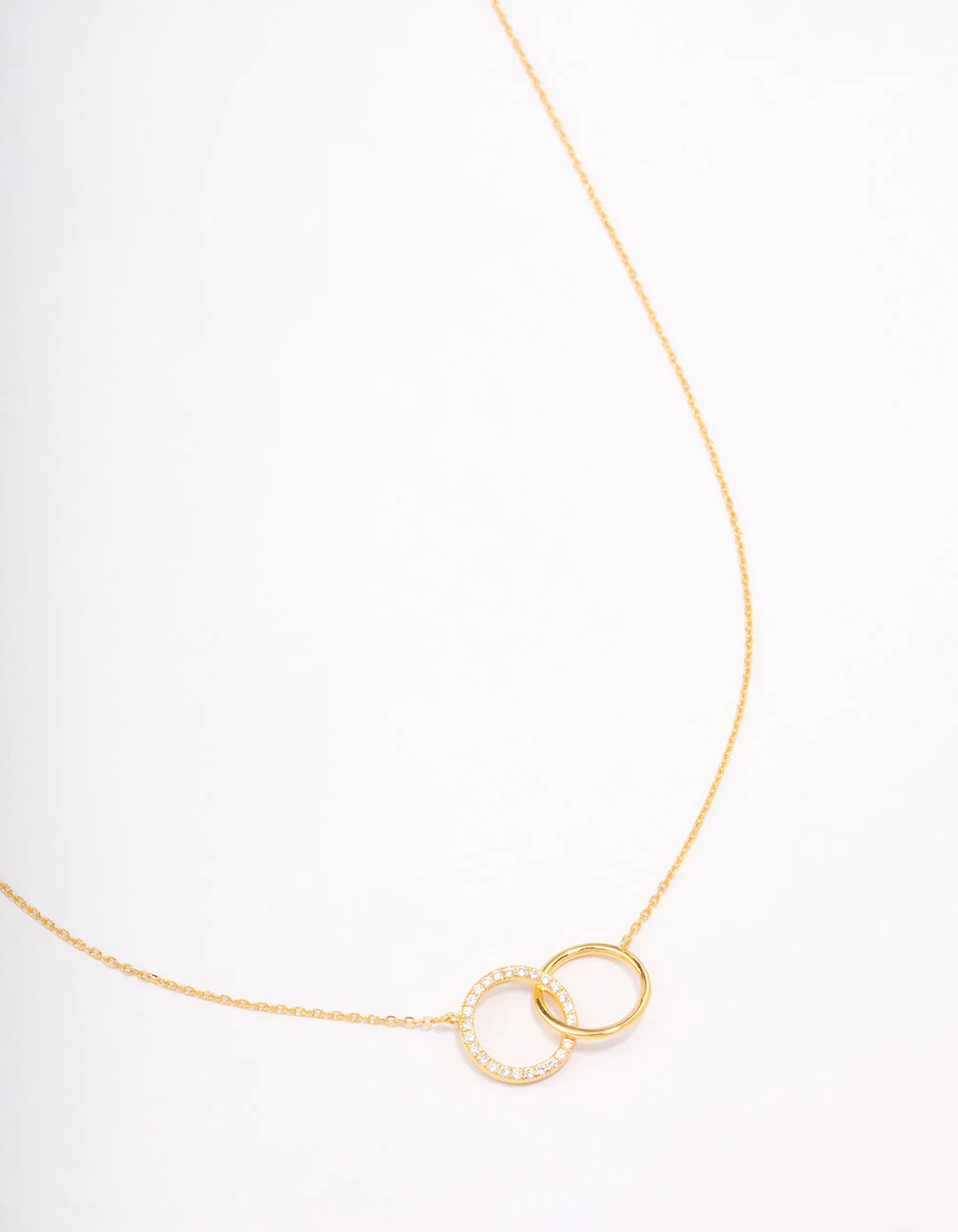 Gold Plated Sterling Silver Paved Link Hoop Necklace