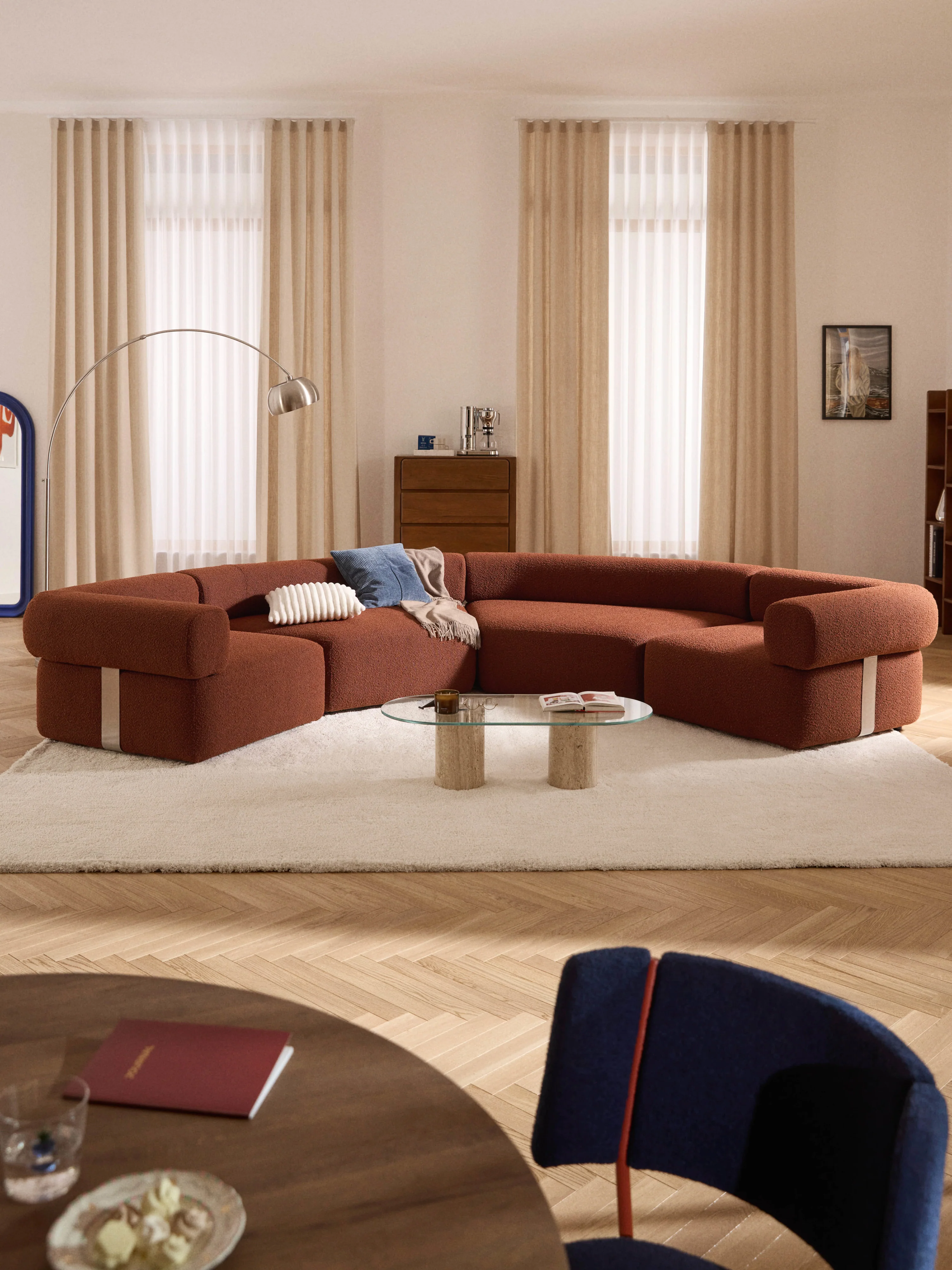 Großes modulares Bouclé-Sofa Anton