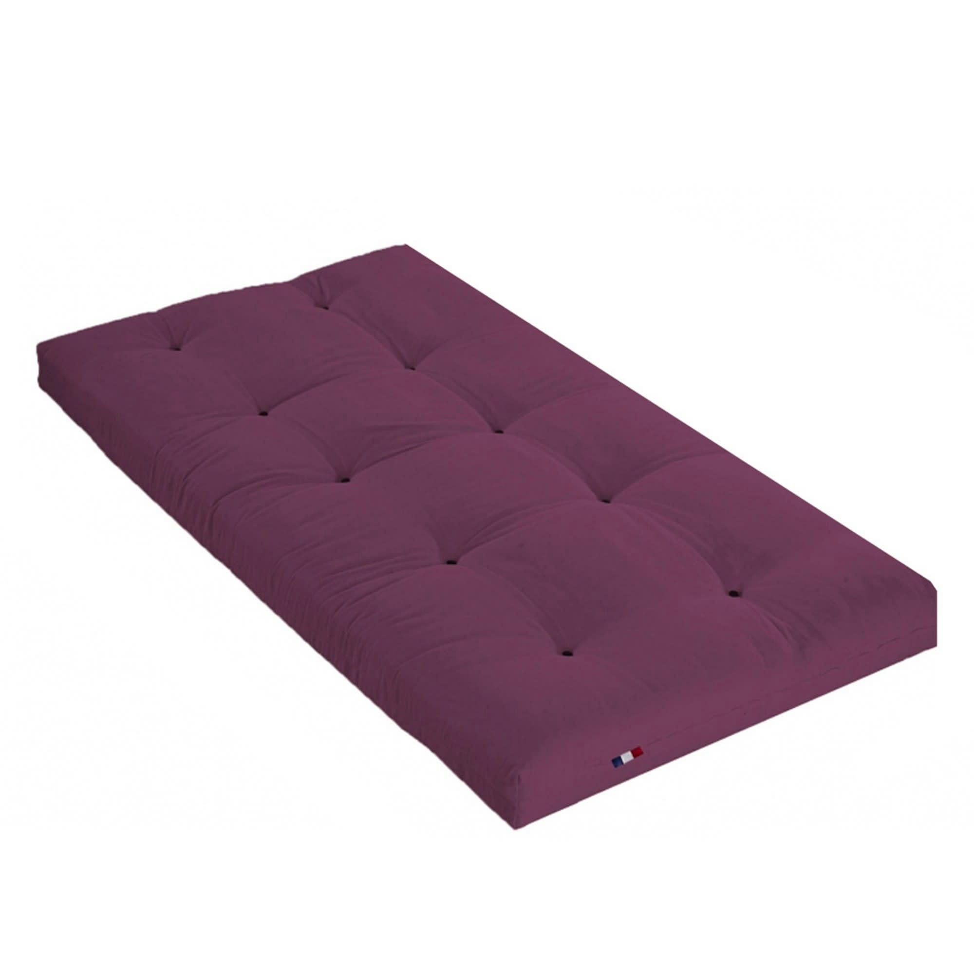 FUTON COTON - Matelas futon Coton Aubergine 90x190