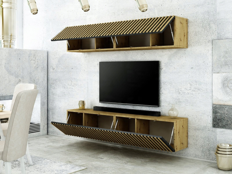 Mebloscianka Loft Z Lamelami Zestaw Trend-6 Dab Artisan