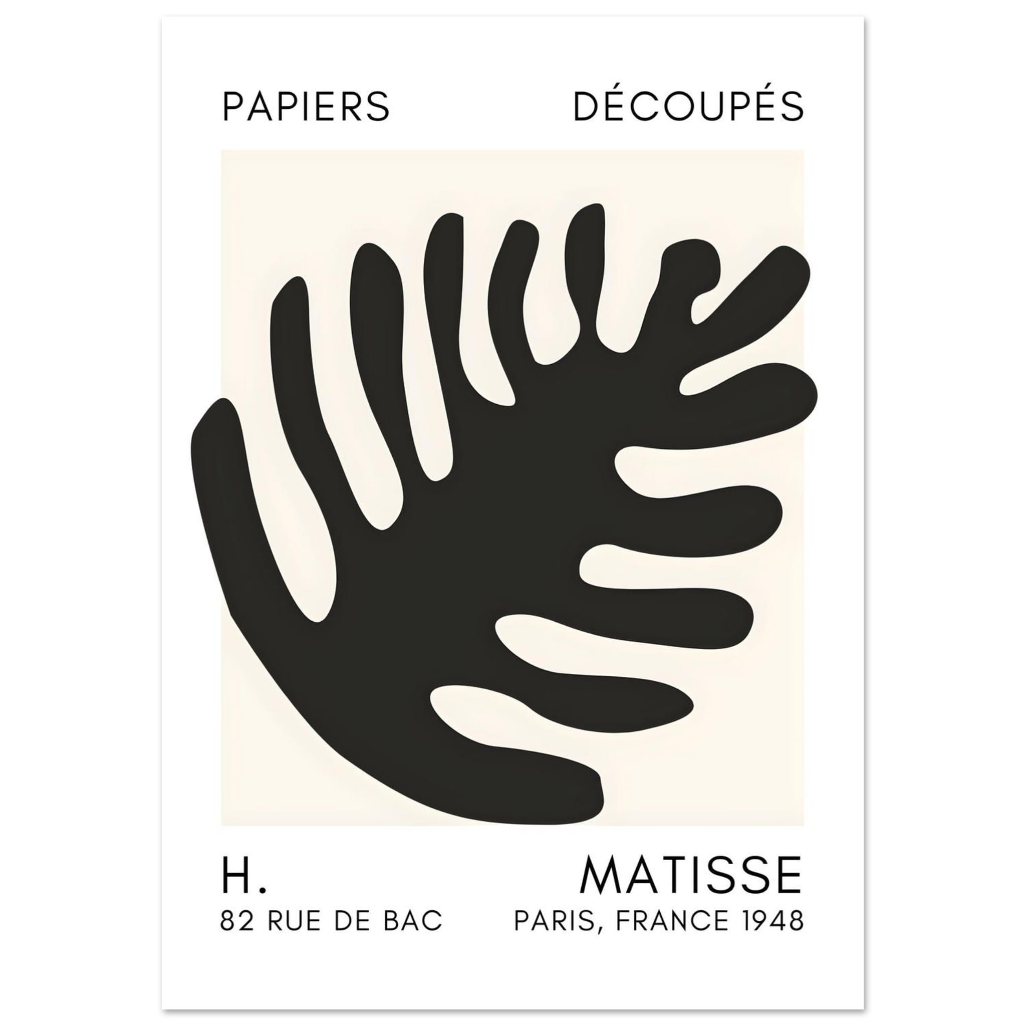 Artfulprints Poster Matisse – Coral bloom black  - A4 21x29.7 cm - Zwart