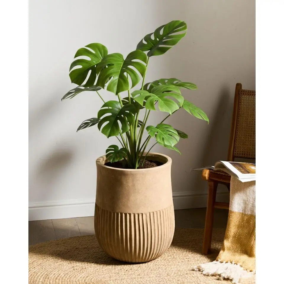 PYLAROS - Bloempot - Beige - 36 x 36 x 46 cm - Klei-vezelmengsel