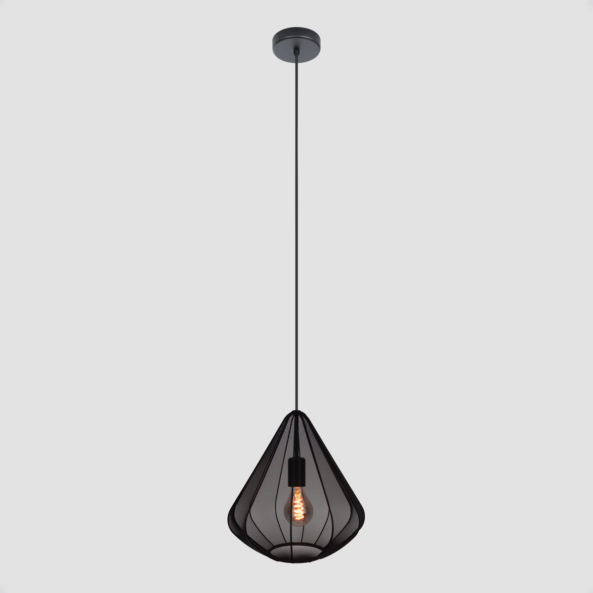 EGLO hanglamp Dolwen - e27 - ø 33,5 cm - zwart - textiel