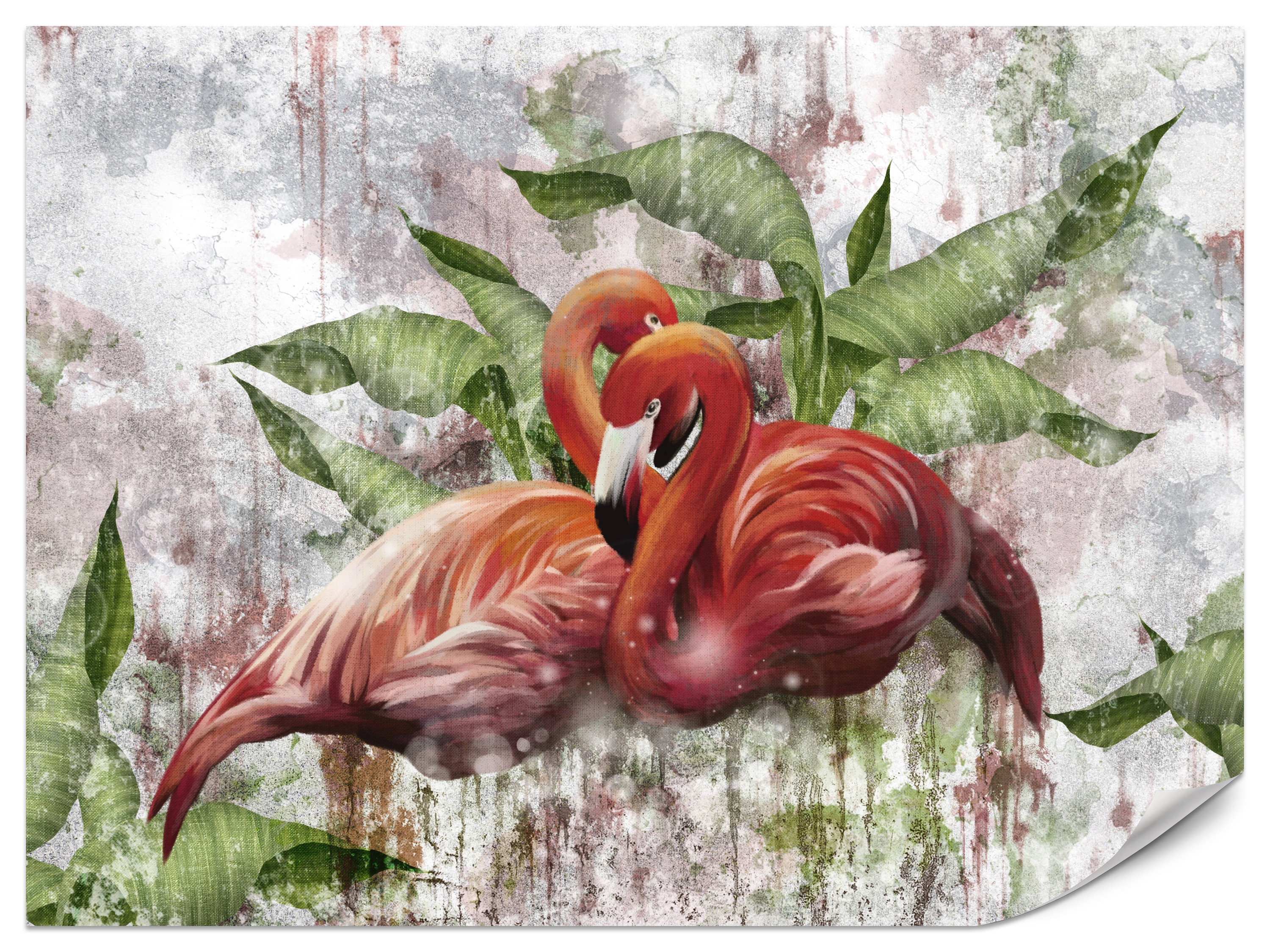 Fototapeta Abstrakcyjne flamingi na betonie 100x70cm