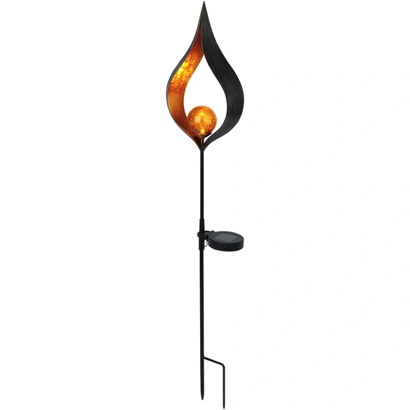 LED-Solarleuchte »Flame Svante 1«, H: 94 cm, schwarz, metall, inkl. Dämmerungssensor