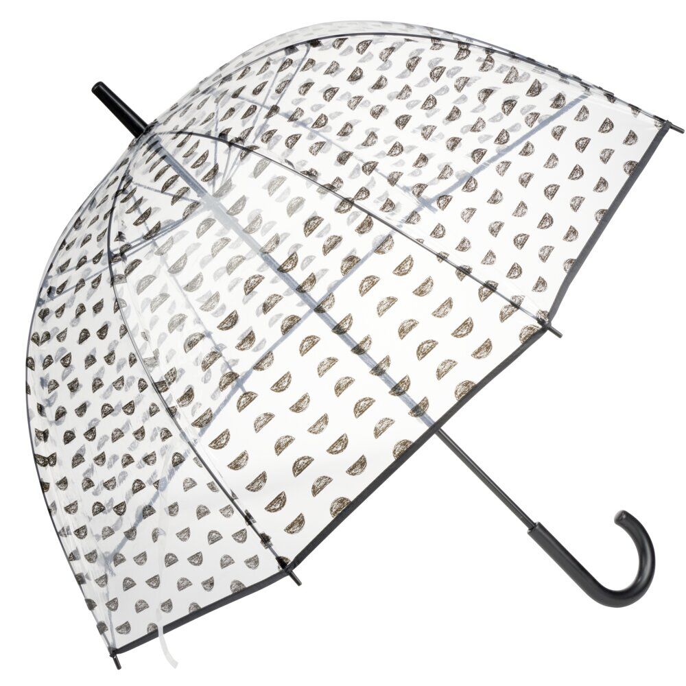 Parapluie transparent et noir motifs demi-cercles L85cm
