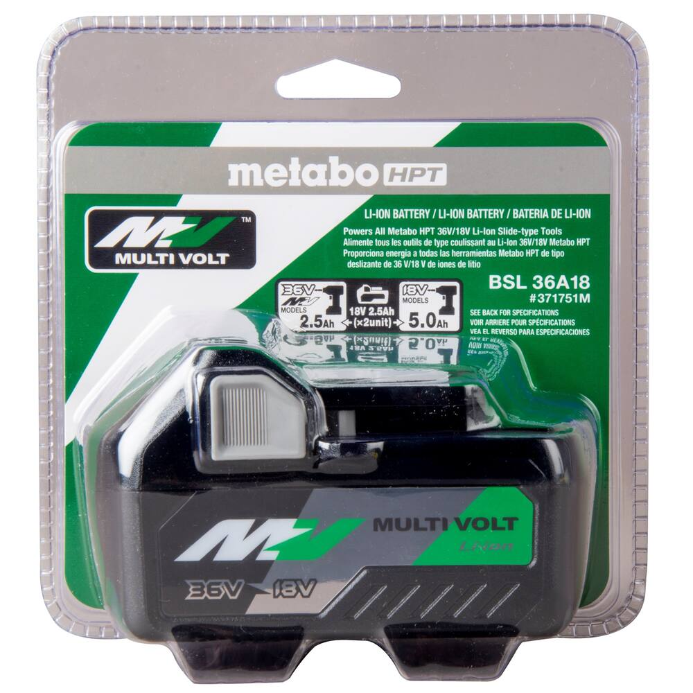 Metabo HPT MultiVolt Lithium Ion Battery (36V 2.5Ah / 18V 5.0Ah)