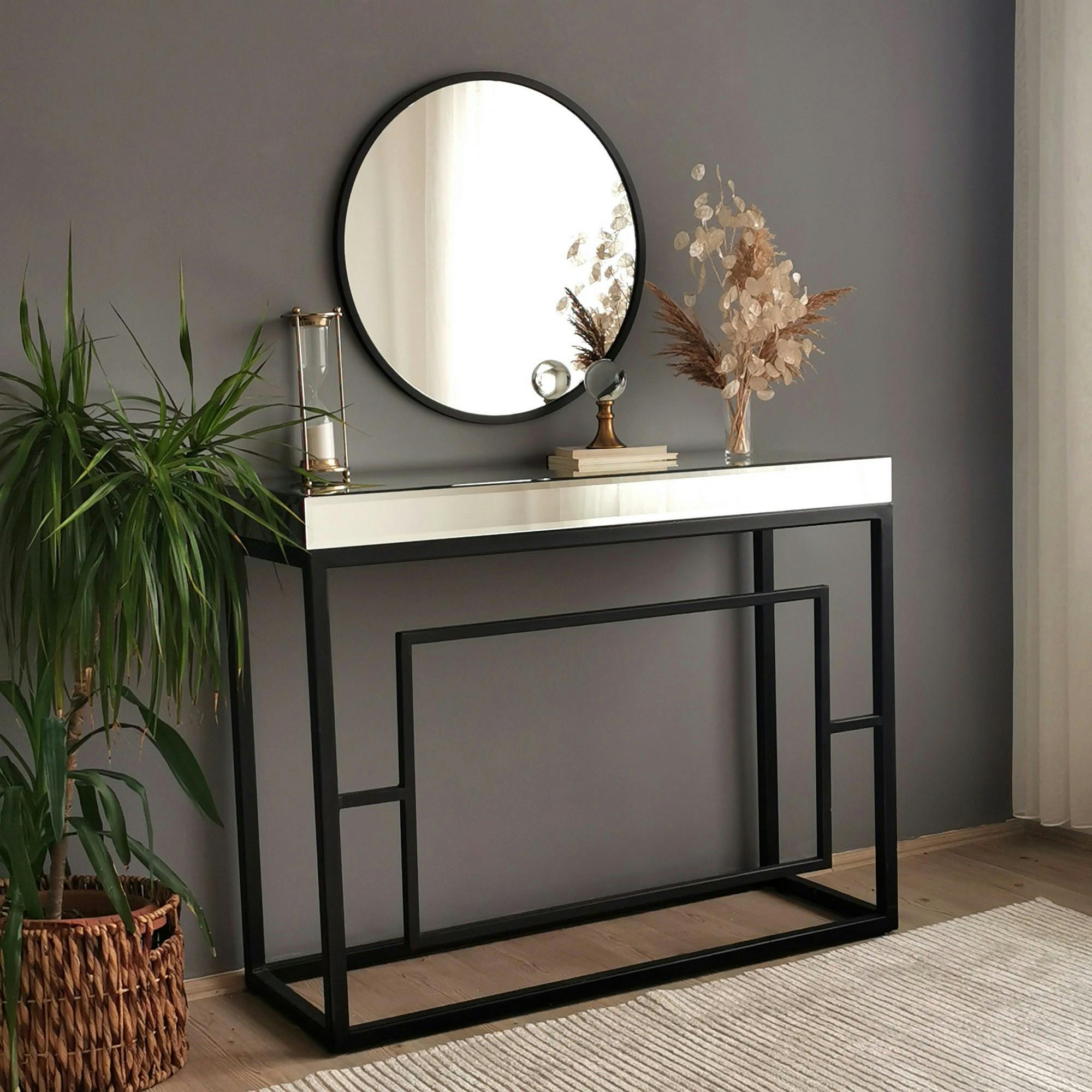 Miroir rond noir Ø60 cm - style moderne CODY