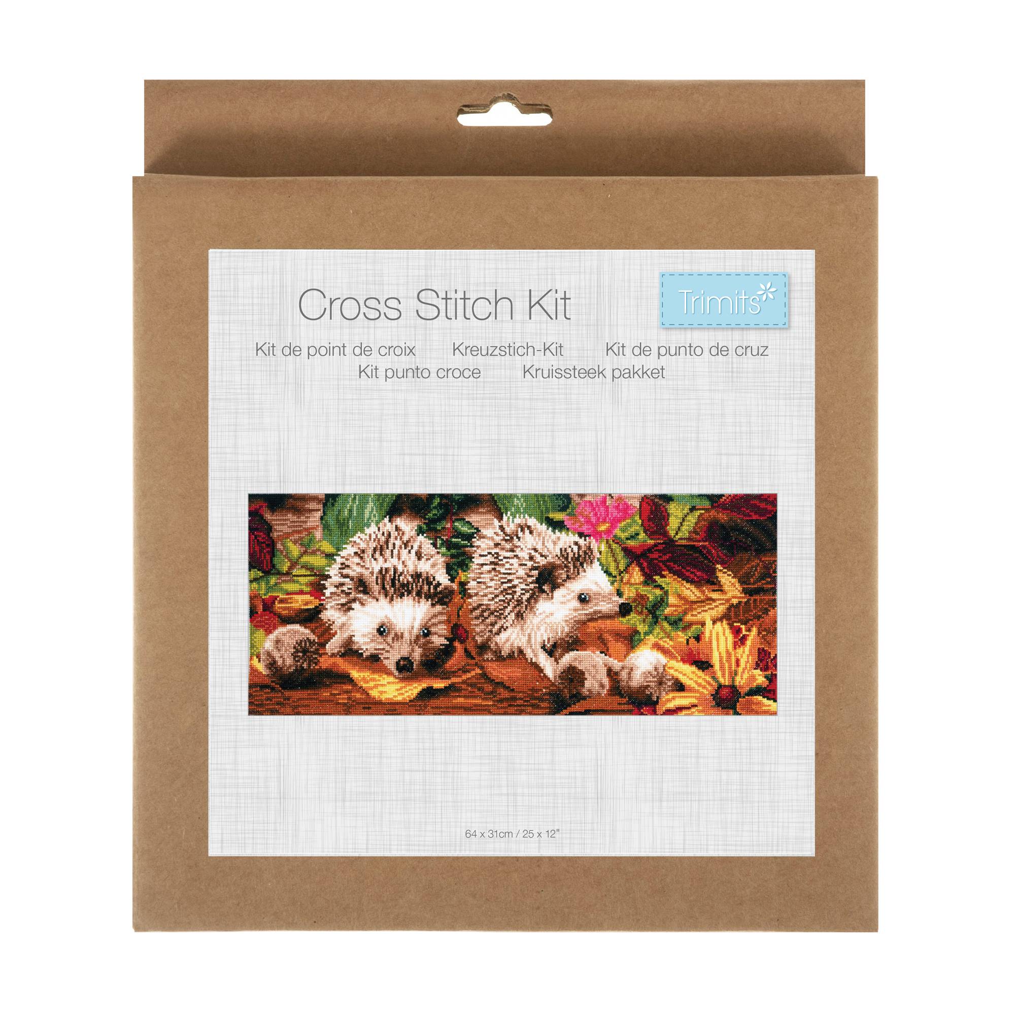 Trimits Hedgehogs Large Cross Stitch Kit 23cm x 56cm