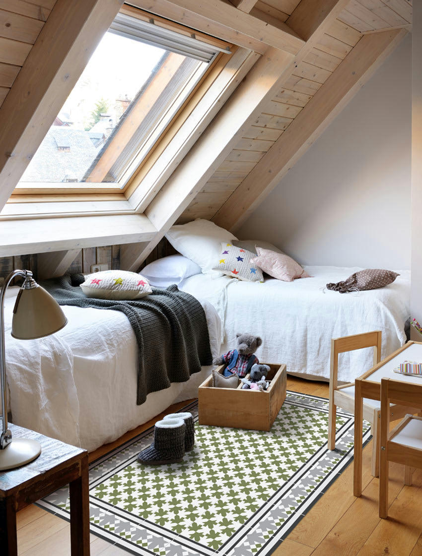 BARCELONE - Tapis en vinyle Petritxol vert 60x240