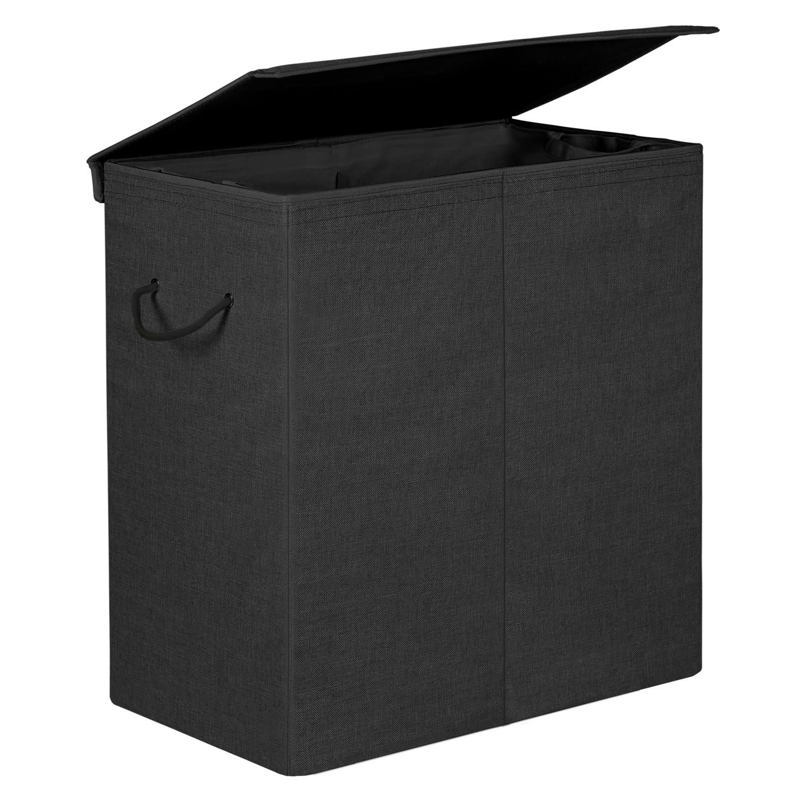 - Panier à linge de 142L en tissu lin coton noir