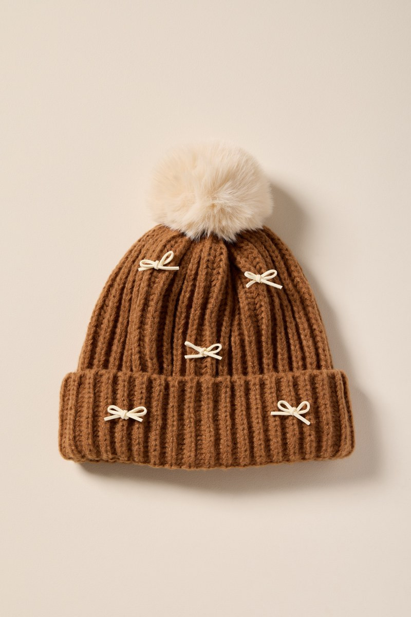 Wren Pom Beanie with Bows